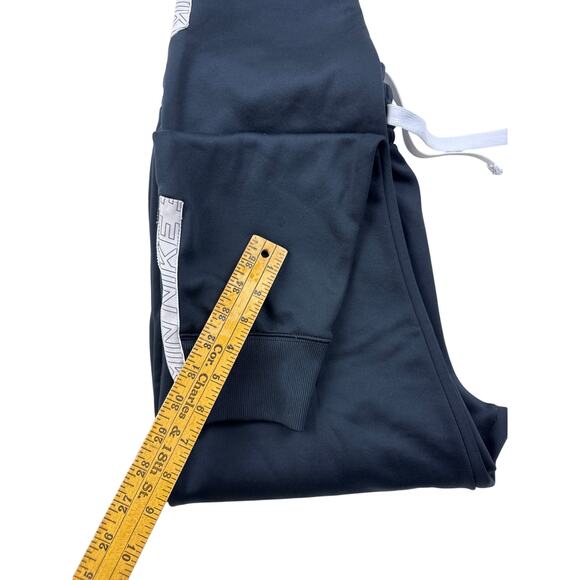 Nike Dri-Fit Therma Taping Logo Sweatpants Ankle Zip Joggers Black White Large - Picture 13 of 14